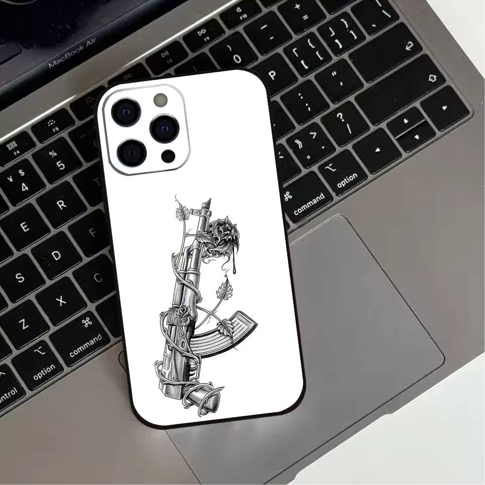 

A-Ak-47 K-Король Оружия Чехол Для Телефона Для iPhone 17,16,15,14,13,12,11 Plus,Pro Max,XS,Мягкий Силиконовый Черный Чехол iPhone13