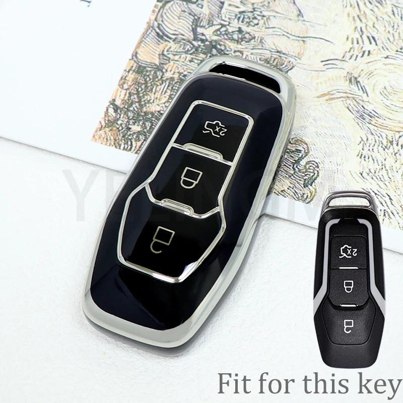 Tpu Car Key Case Cover Auto Shell Fob Holder For Ford Fusion Mondeo Mustang F-150 Lincoln Edge Explorer Mk   Protector