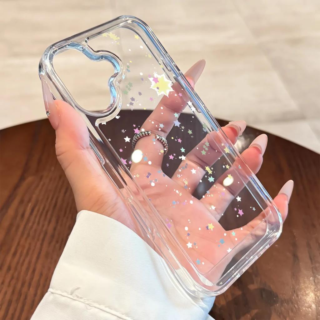 Trendy Ins Colorful Stars Minimalist Phone Case For For Iphone 17 AIR 16 1 14 13 12 11 Pro MAX XR XSMAX 7 8 Plus Y2K Clear Cover