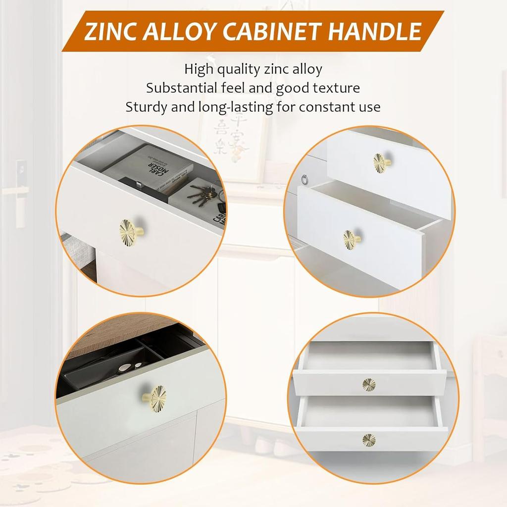 10 Pack Gold Cabinet Knobs, Zinc Alloy Drawer Knobs Kitchen, Retro Brushed Dresser Knobs Round Hardware Handles Knobs for Kitchen Bathroom Cupboard.