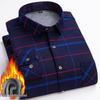 Men's Winter Fleece-Lined Plaid Shirt - Warm, Long-Sleeved Business Casual for Middle-Aged & Elderly, Plus Size Available