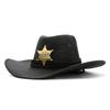 INS Unisex Moterys Vyrai Imitacija Zomša šešiakampė žvaigždė Šerifas plataus krašto apsauginis kremas nuo saulės Kepurėlė Beach Cowboy Cowgirl Vakarų kepurė
