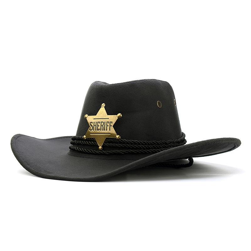 INS Unisex Moterys Vyrai Imitacija Zomša šešiakampė žvaigždė Šerifas plataus krašto apsauginis kremas nuo saulės Kepurėlė Beach Cowboy Cowgirl Vakarų kepurė