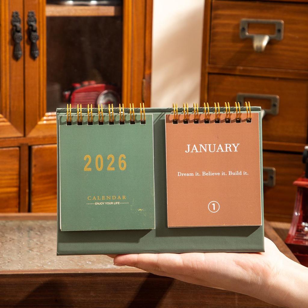 2026 Motivational Quote Desktop Calendar: Dual-Row English Planner with Memo Space.