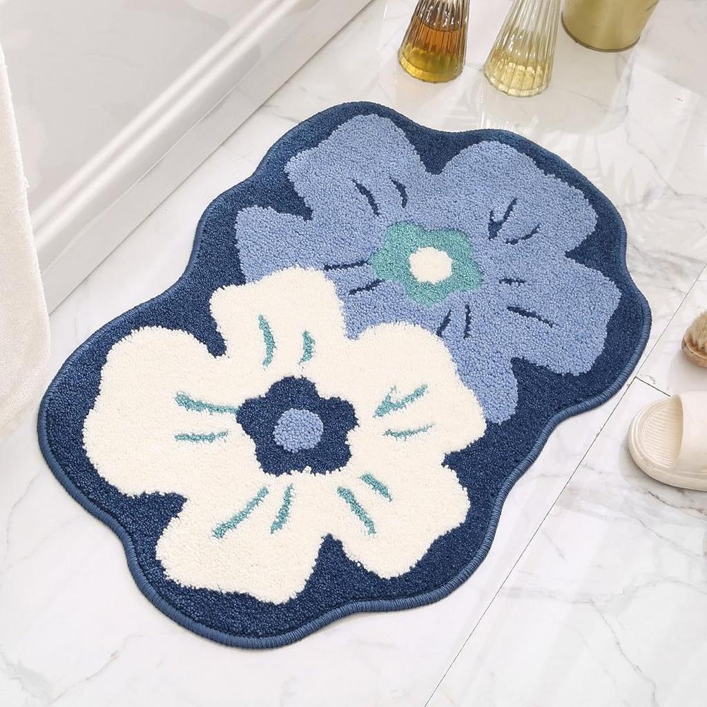 Small Fresh Special-shaped Flower Cashmere Floor Mat, Bathroom Water-absorbing and Dirt-resistant Foot Pad, Entrance Wear-resistant Foot Pad