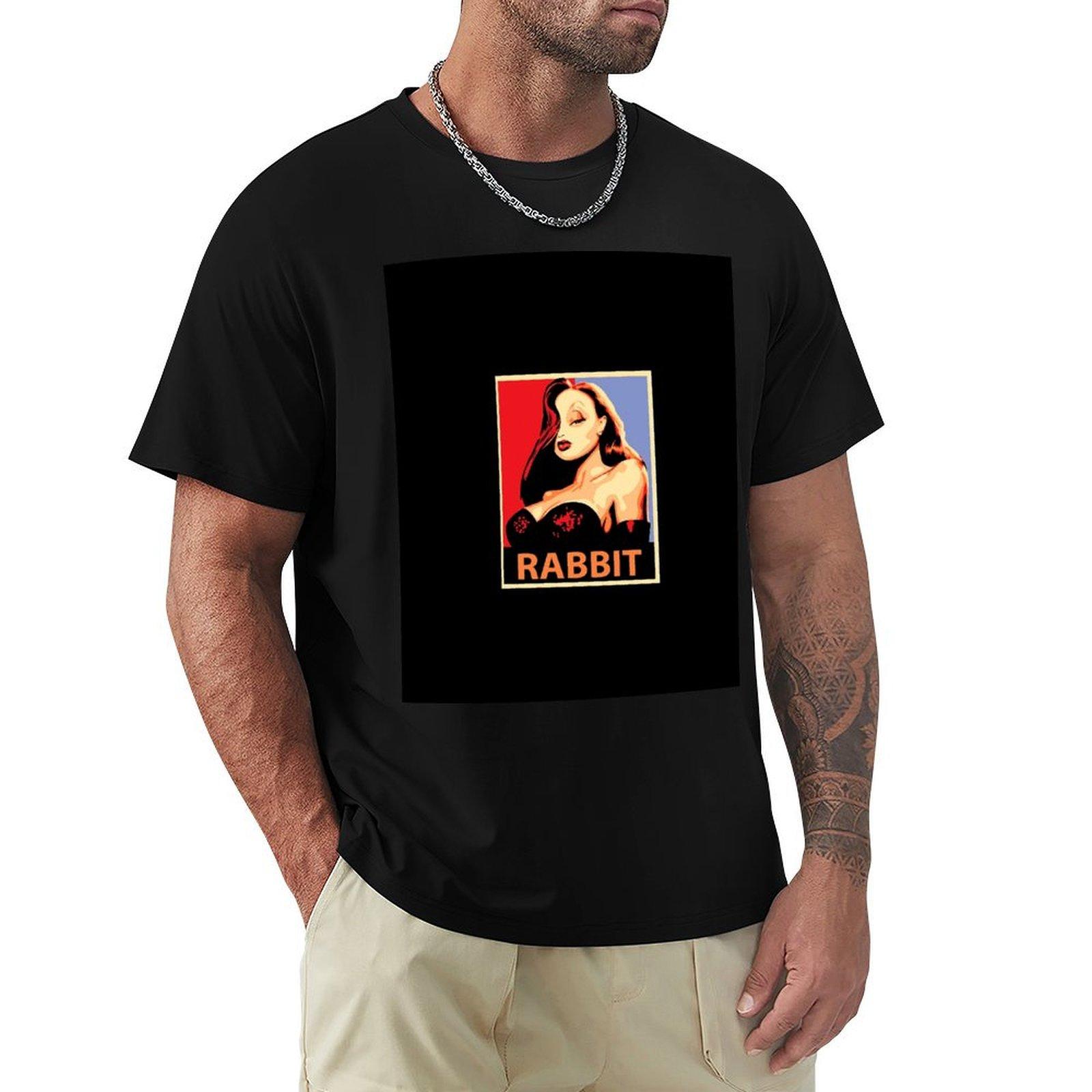 

Rabbit paint poster TShirt oversize tshirts man sweat oversized graphic tee t shirts for men cotton 4XL
