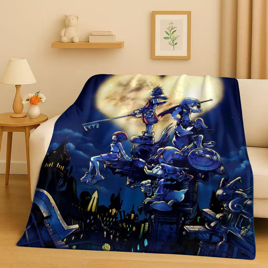 Sanrio Kingdom Hearts Kreslená hra Mickey Mouse Flanelová deka, ultra měkký plyšový přehoz do ložnice, postele, pohovky, vánoční dárek