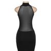 O-neck Sleeveless Hip Wrap Hand-shaped Cover Bodycon Dress Ruched See-Through Mesh Stitching Sexy Mini Dress Club Wear