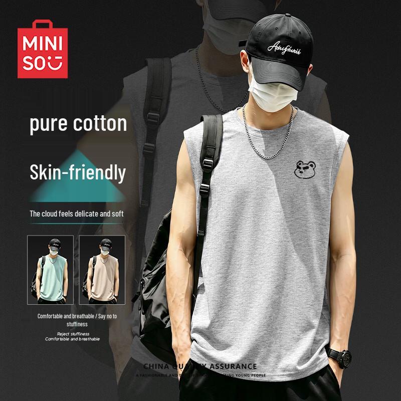 MINISO Men s Pure Cotton Sleeveless Tank Top L
