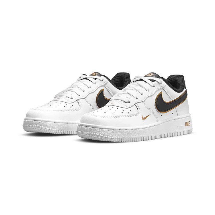 Nike Force 1 LV8 PS Metallic Swoosh Pack - White Kids Sneakers Metallic-Gold Black DM3386-100