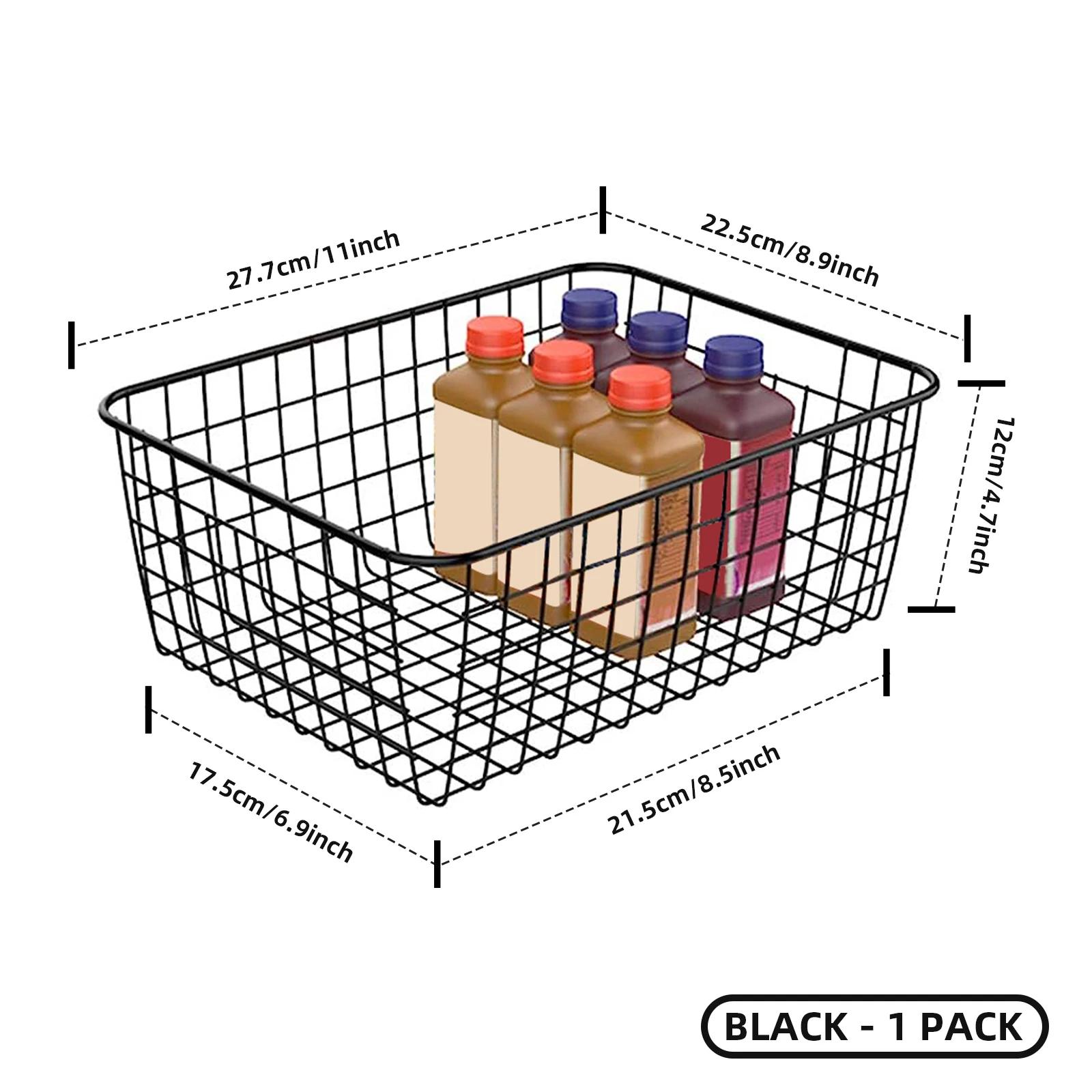 

4-pack metal wire storage baskets, desktop multifunction organizers, large-capacity home office bins, matte black finish
