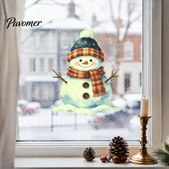Scratch Cover Stickers for Home Appliances Glow in The Dark Snowman Wall Christmas Decor, Removable PVC Winter Washable Kitchen And Furniture Decals,