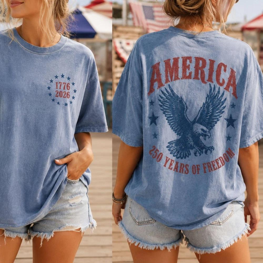 America Eagle Shirt 250th Anniversary Patriotic Freedom July 4th Tee S