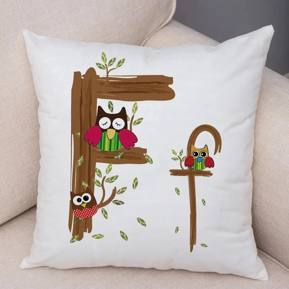 Owl Letter Decorative Pillowcase Car Ornaments Office Living Room Sofa Home Pillowcase