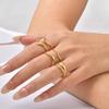3pic Double-Layer Open Ring for Women Stainless Steel Set Wave Finger Rings Gold Plated Daily Jewelry Gift