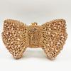 Green Bow Rhinestone Evening Bag Gold Hard Metal Crystal Wedding Handbags Bridal Party Cluches Diamond Women Cocktail Purses
