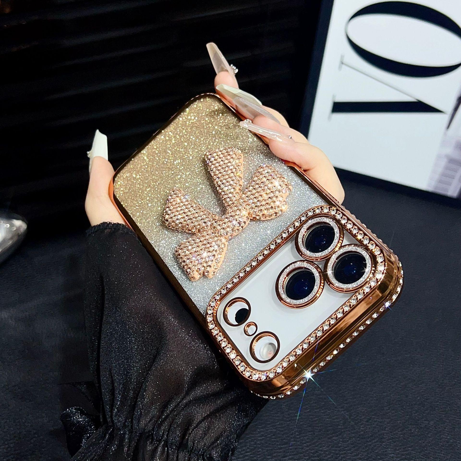 

Luxury Rhinestone Bow iPhone 17 Pro Max Case with Lens Film iPhone 12