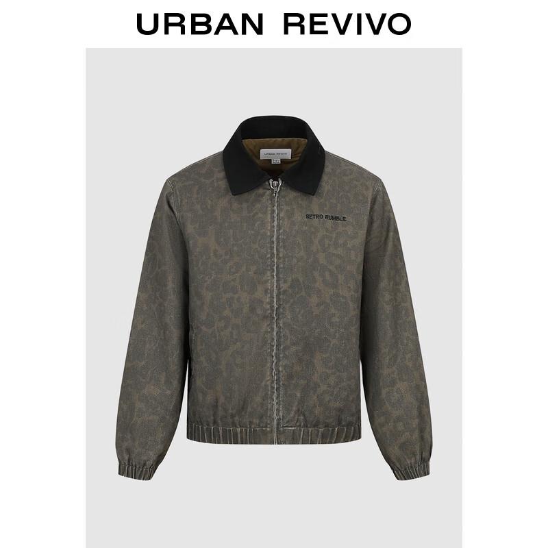 UR2025 Men s Winter Fashion Colorblock Leopard Print Jacket S