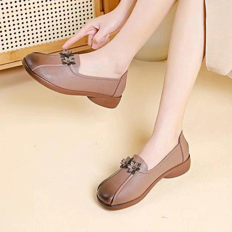 Shoes retro round head single shoes shallow mouth comfortable soft sole soft leather single shoes