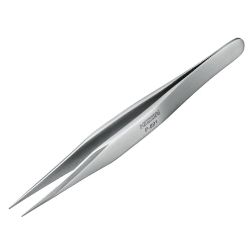 HOZAN Tweezers, 125mm Long, 8mm Opening, 0.6mm Tip, Straight, P-891