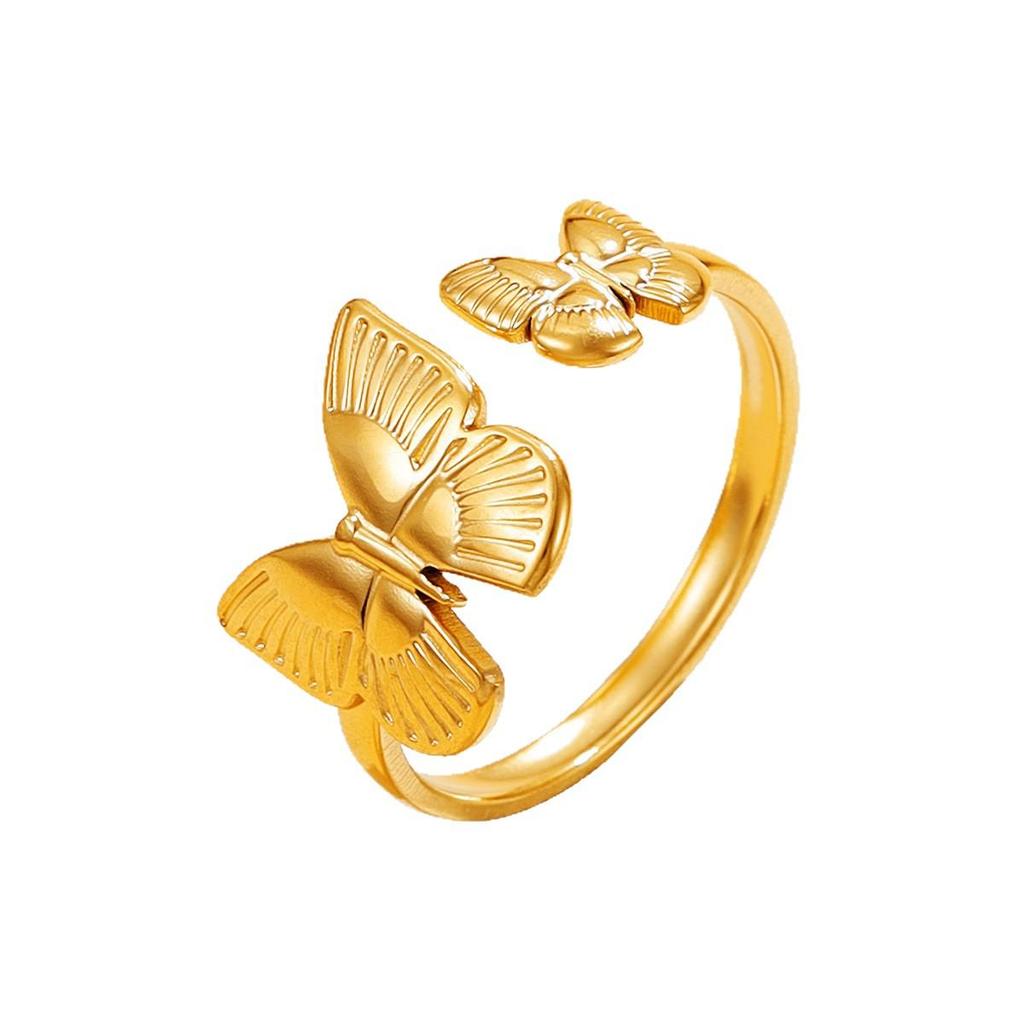 Super Fairy Adjustable Butterfly Stainless Steel Ring for Women - Cute Animal Design