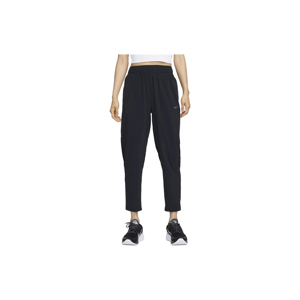 Nike Logo Print Mid-Rise Straight-Leg Cropped Casual Pants Women Bottoms Black FB7030-010