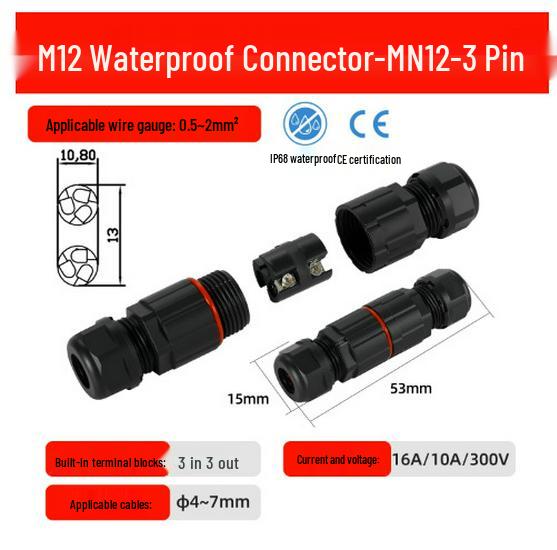 MN12 Series IP68 Miniature Outdoor Waterproof Connector for Lighting