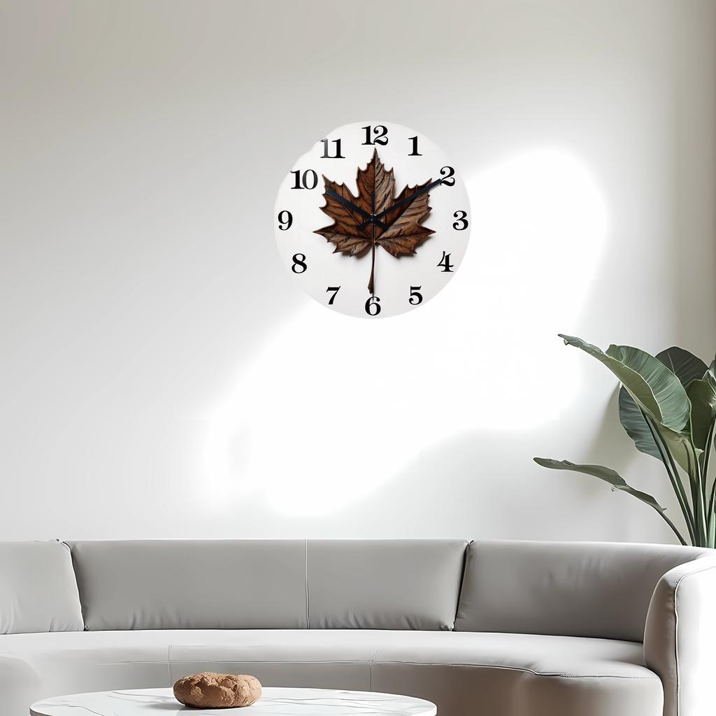 High-Quality Maple High-Quality Leaf High-Quality Wooden High-Quality Wall High-Quality Clock, 10-24Inch High-Quality Silent High-Quality Wall
