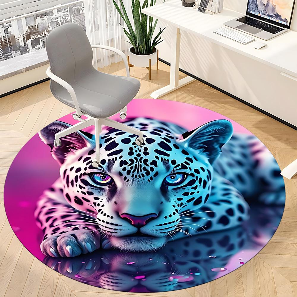 1pc Leopard Print Chair Carpet for Office Non-Slip, Machine Washable Rug for Office, Room - Holiday Decor, Machine Made yy251016129