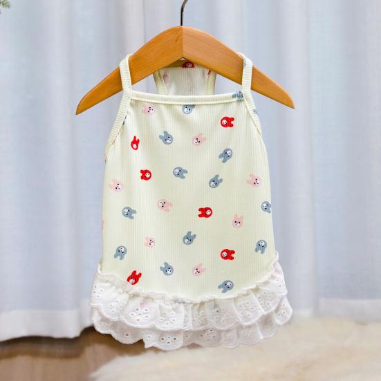 Cute Small Dog Dress Lace Ruffle Trim Girl Dog Tutu Dress Soft Breathable Puppy Vest Summer Pet Outfits for Small Dogs Cats