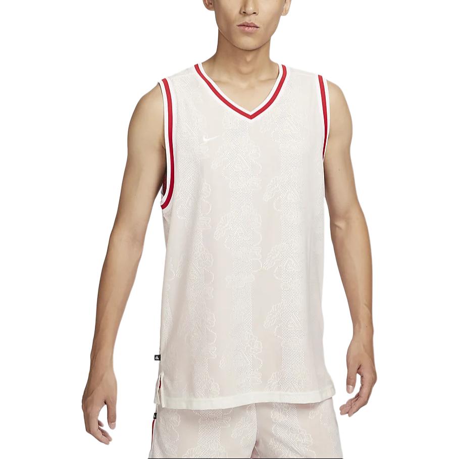 

Nike Giannis Dri-FIT DNA Цветочный узор Дышащая Быстросохнущая Логотип Пуловер Баскетбольная майка Мужская майка Парусиново-белый FZ0925133 L