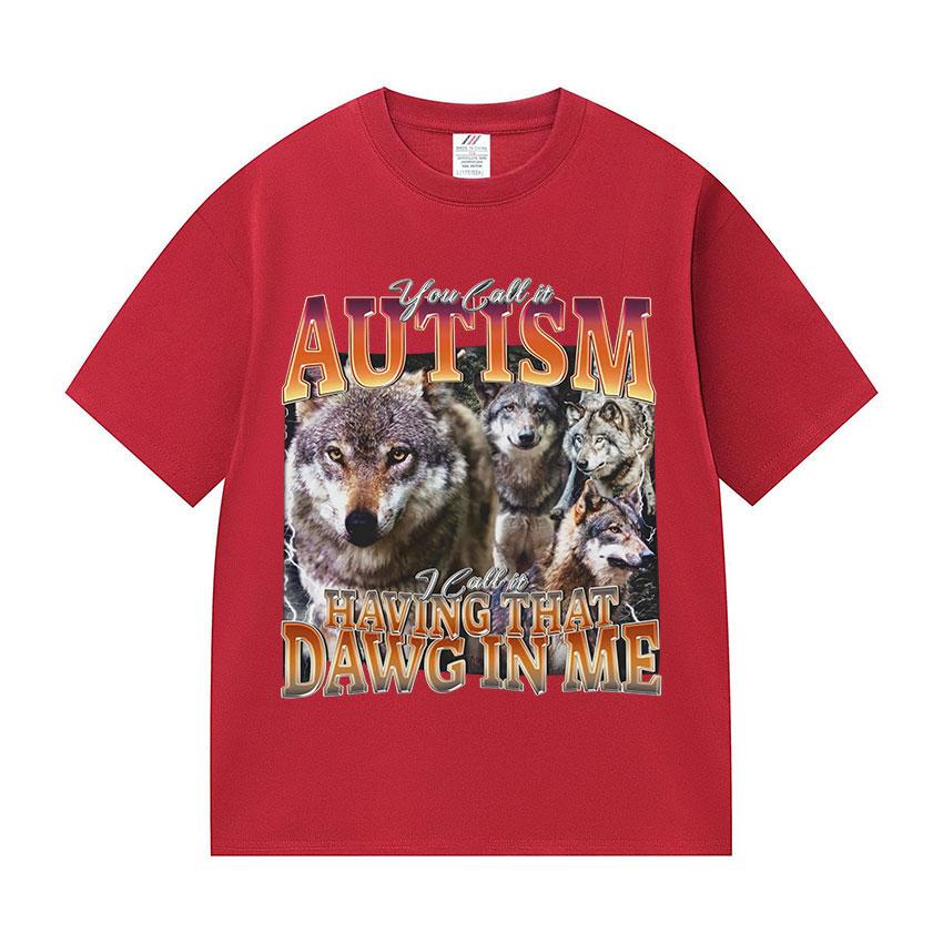 Вы называете это аутизмом, я называю это тем, что во мне есть этот пес. Забавная футболка с мемом про волка. Мужская винтажная хлопковая футболка с коротким рукавом. Уличная одежда S
