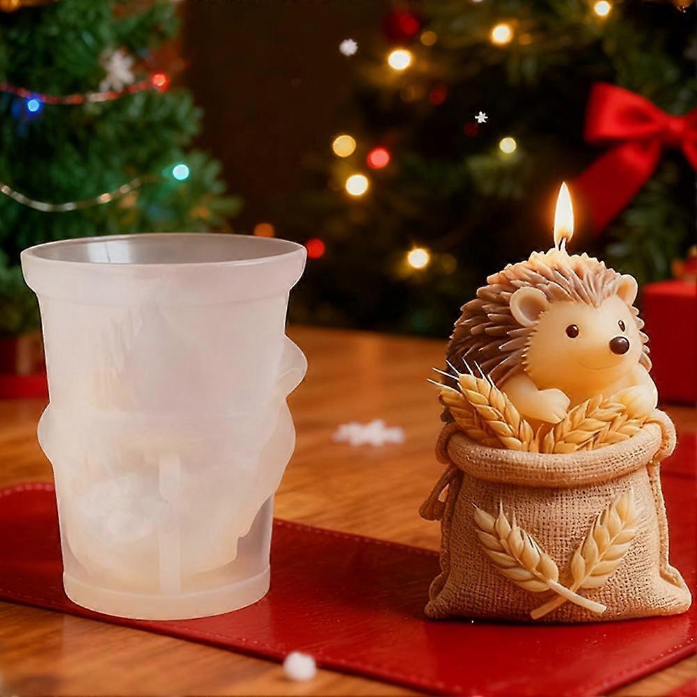 Christmas Hedgehog Wheat Bag Aromatherapy Candle Silicone Mold DIY Hedgehog Handmade Soap Aroma Stone Ornament