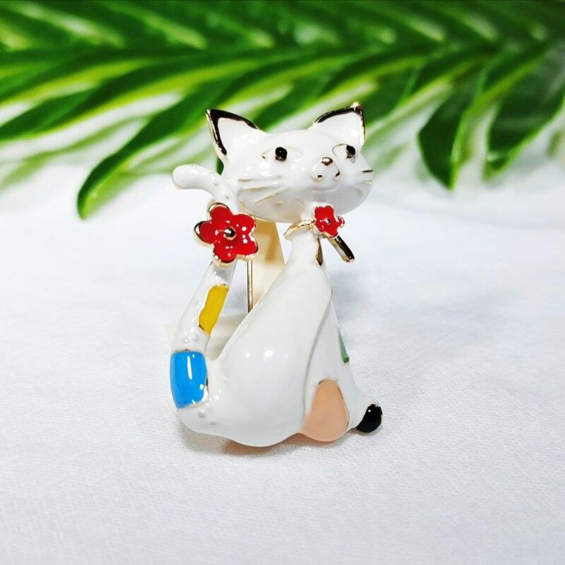 

Blucome эмалированные броши с животными в форме милого кота, корсажный костюм, сумка, заколки для шарфа и шляпы для женщин, детская одежда белый