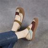 Johnature Genuine Leather Mixed Colors Soft Soled Women's Shoes Retro Round Toe Shallow Flat Shoes