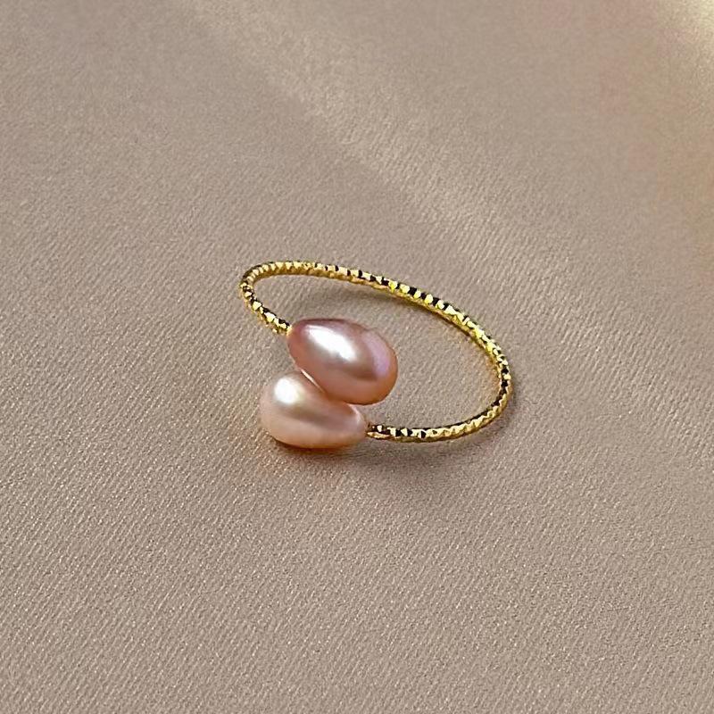 

Регулируемое кольцо-кроссовер с пресноводным жемчугом: Женские простые французские модные украшения