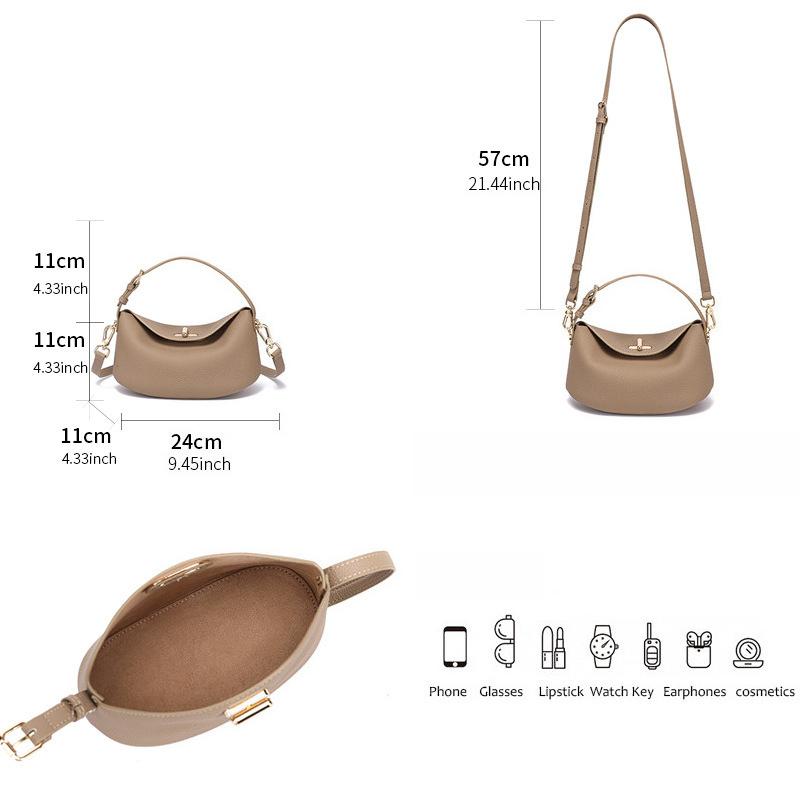 Sac à Bandoulière en Cuir Véritable pour Femme, Sac Hobo en Cuir de Vachette Souple, Sac Bandoulière Vintage 'Water Dumpling', Sac à Main Élégant, Plusieurs Couleurs