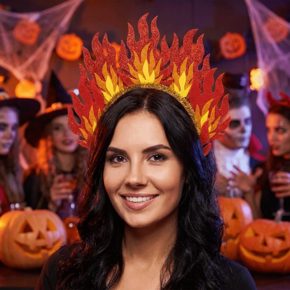 Třpytivá Halloweenská Čelenka Tvaru Ohně Tvaru Ohně Čelenka Festivalová Dekorace