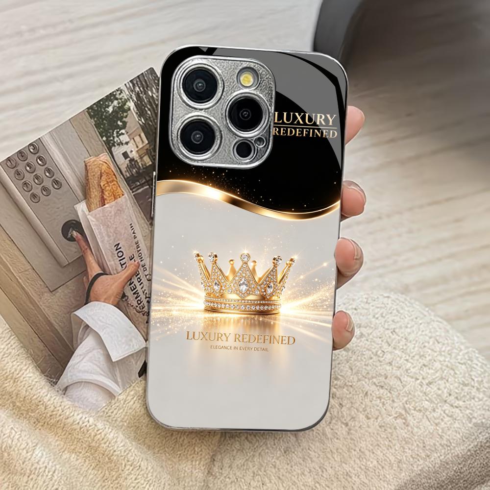 Simplicity Luxury-Style Crown phone case for funda iphone for iphone 17 pro max cover glass for iPhone 17 16 15 14 13pm Pro Plus