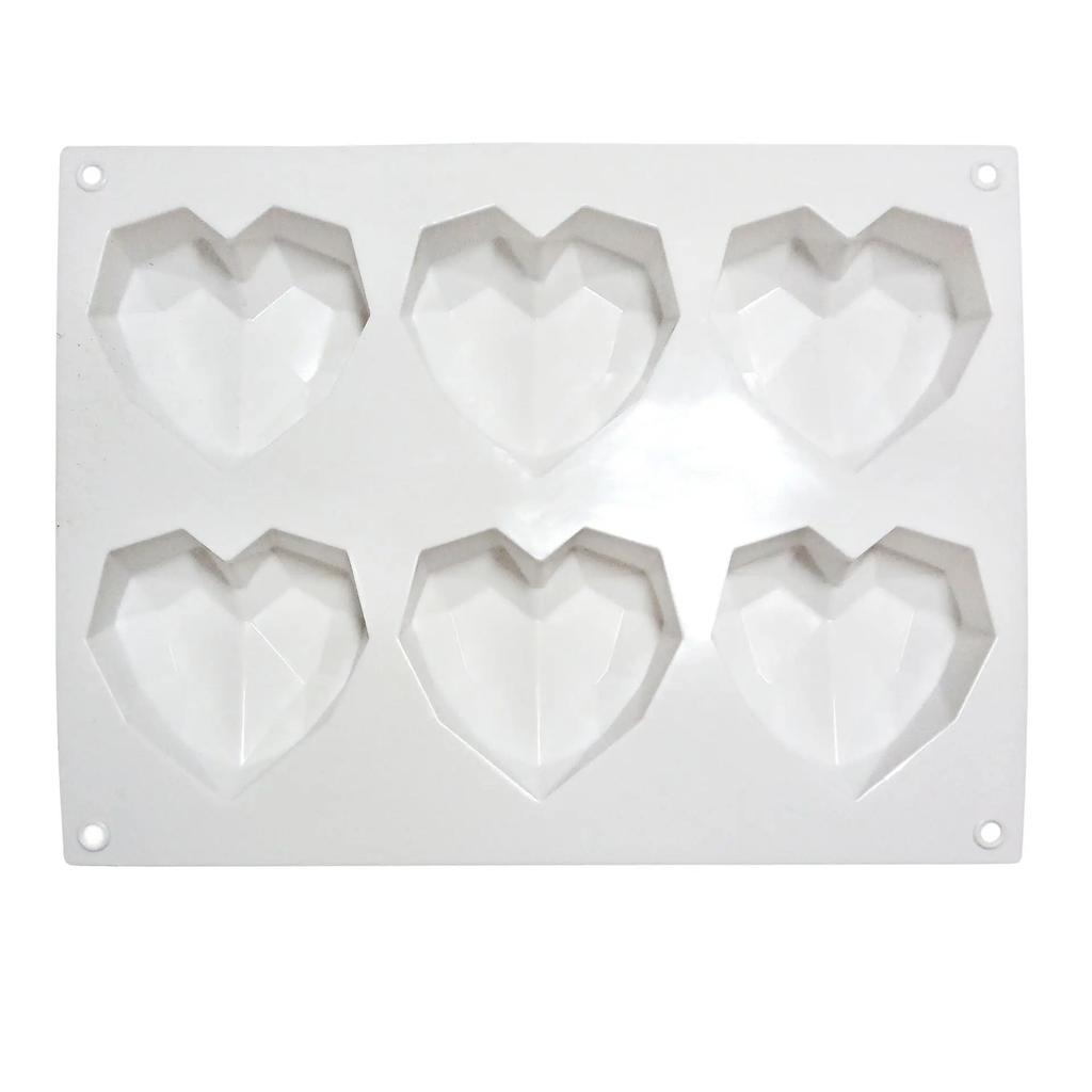 Herzförmige Silikon-Kuchenform, Silikon-Backform für Gebäck, 3D-Diamant-Herzform, Kuchen, Mousse, Schokolade, Silikon-Gebäckformen