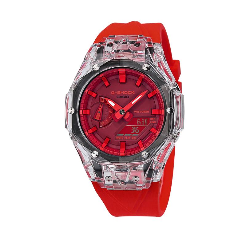 Casio Unisex Liquid Crystal/Analog Dual Display Series Red Watch GA-2100-4A(Watch4--)