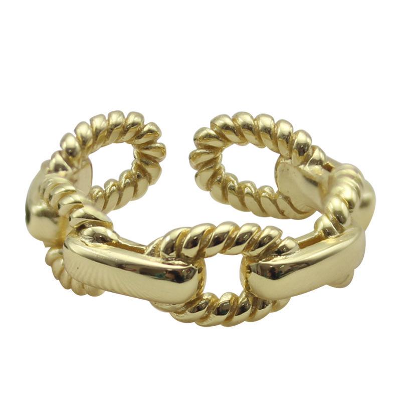 Adjustable Size Art Deco Geometric Ring Fresh Temperament Niche Rope Ring Female Simple Versatile Index Finger Ins Wind Cold Wind Tail Ring