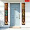 2D Flat, 2D Door Banner, 2pcs Hawaiian Luau Party Banner & Door Curtain - Tropical Tiki Totem Welcome Sign with Plumeria, Wood Carving Mask Hanging Fl