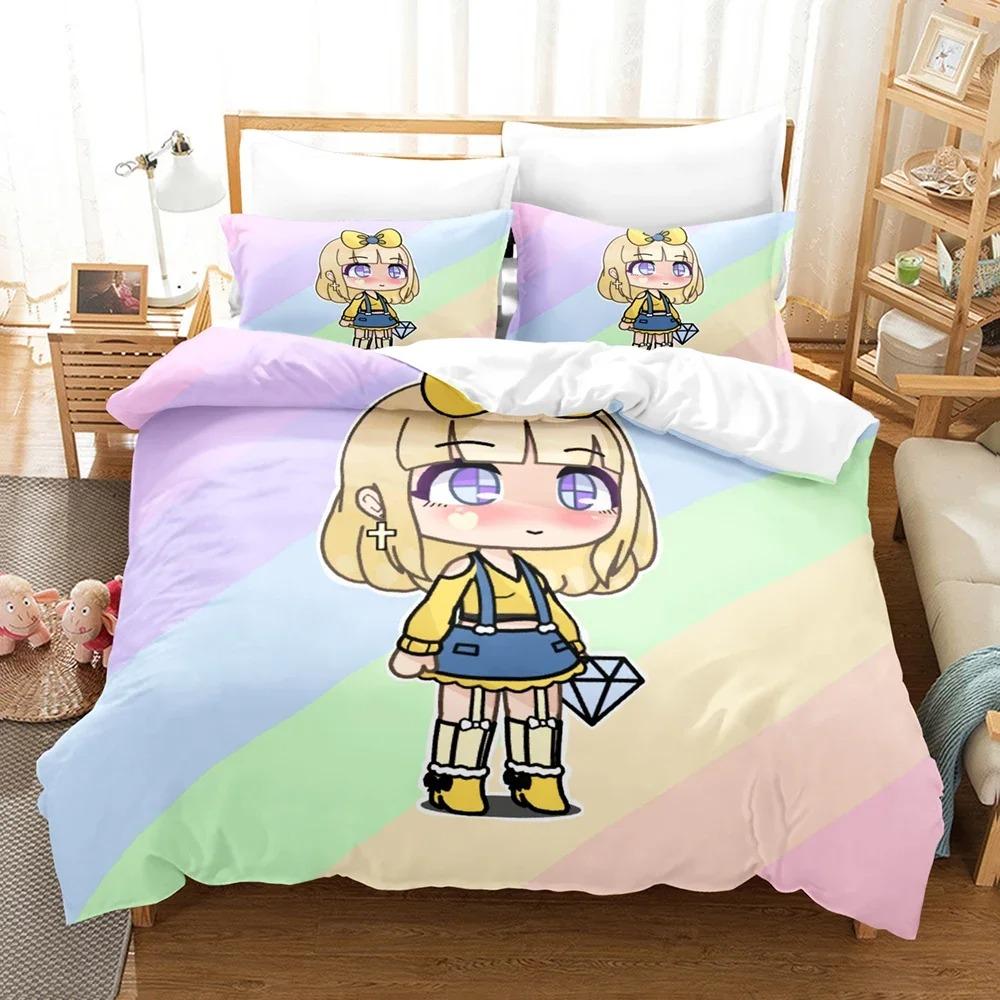 3D Anime The Gacha Girl Ložní soupravy Sada povlaku na přikrývku s povlakem na polštář Dvojlůžko Plná Velikost Queen King Ložní prádlo Domácí textil