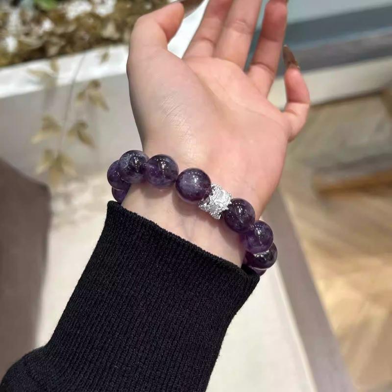 Natural Amethyst Bracelet for Women, Single-Loop Feather Amethyst Bracelet, Gift for Best Friend, Unique Original Design