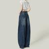 Winter new Spice Girl American retro blue slack wide-leg jeans high-waisted versatile and thin scimitar pants