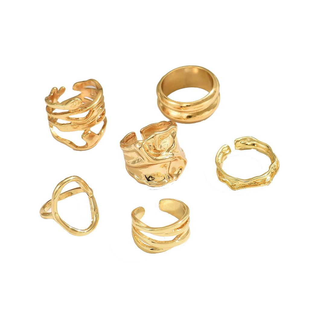 Accessories, niche high-end geometric ring set, women's versatile irregular design open ring