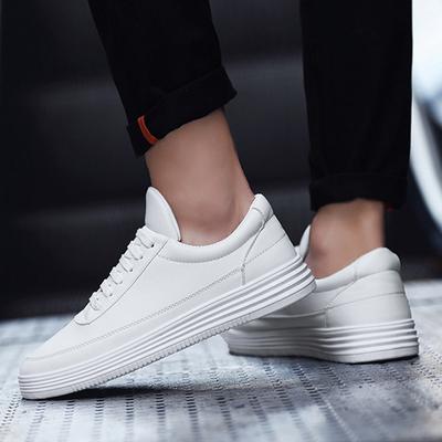 Spring Autumn Men Sneakers Soft Leather Casual Shoes Fashion Mens Brand Sneakers Flat Mens White Shoes Black A015