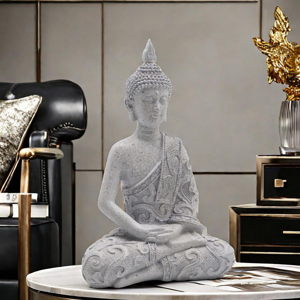 Últimas Estatuas de Buda Mono Negro Adornos Uso en el Hogar Bonitas Decoraciones para Sala de Estar Decoración de Entrada Artesanías de Resina Duraderas