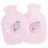 2pcs Cartoon Rubber Flannelette Hot Water Bottle Thick Hot Water Bag 350ml (Light Pink)
